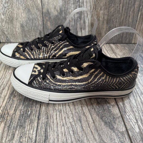 CONVERSE ALL Star Limited Edition Sequin Chucks Zebra Print Womens 7.5 Sneakers - Picture 4 of 11